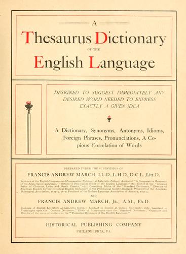 Cover for A thesaurus dictionary of the English language