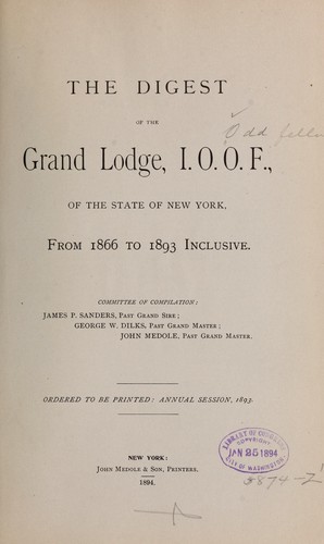 Cover for Digest of the Grand lodge