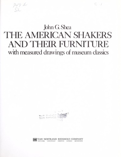 Cover for The American Shakers and Their Furniture