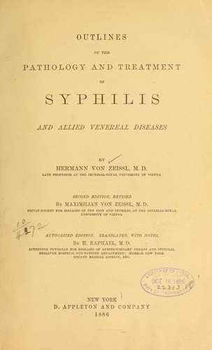 Cover for Outlines of the pathology and treatment of syphilis and allied venereal diseases.