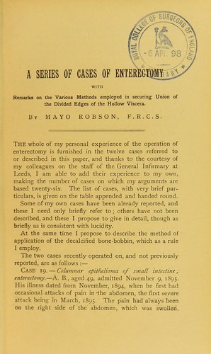 Cover for A series of cases of enterectomy