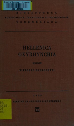 Cover for Hellenica Oxyrhynchia