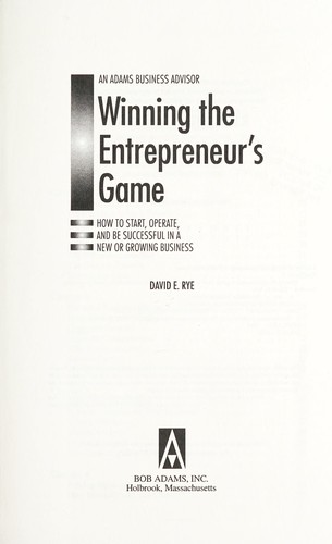 Cover for Winning the entrepreneur's game