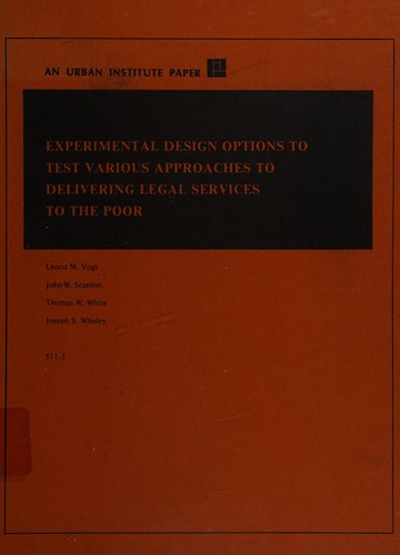 Cover for Experimental Design Options to Serve the Poor