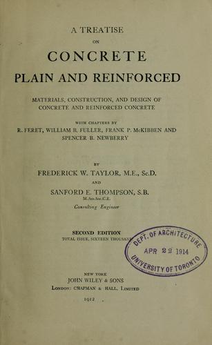 Cover for A treatise on concrete, plain and reinforced