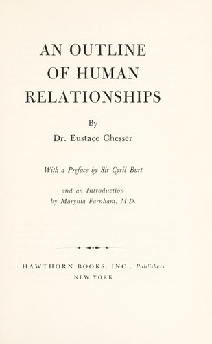 Cover for An outline of human relationships.