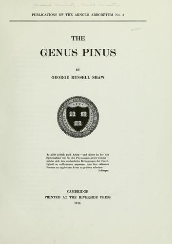 Cover for The genus Pinus.