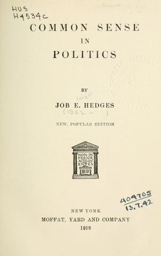 Cover for Common sense in politics.