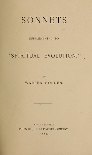 Cover for Sonnets supplemental to "Spiritual evolution"