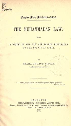 Cover for The Muhammadan law