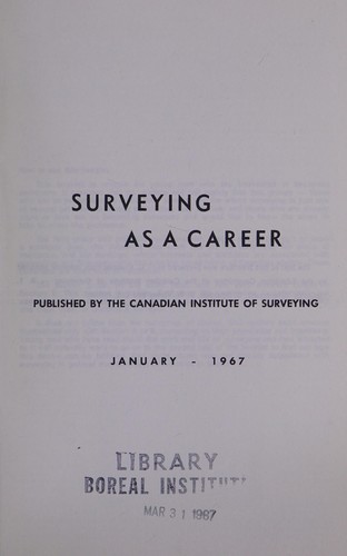 Cover for Surveying as a Career