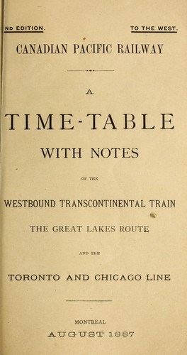Cover for A time-table with notes of the westbound transcontinental train, the Great Lakes route and the Boston and Toronto line