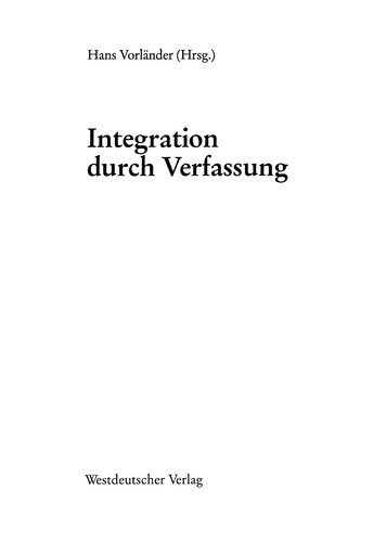 Cover for Integration durch Verfassung