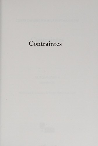 Cover for Contraintes