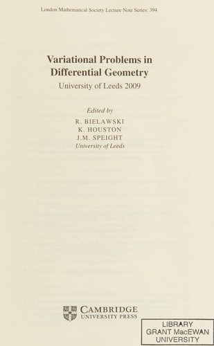 Cover for Variational problems in differential geometry