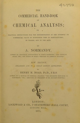 Cover for The commercial hand-book of chemical analysis