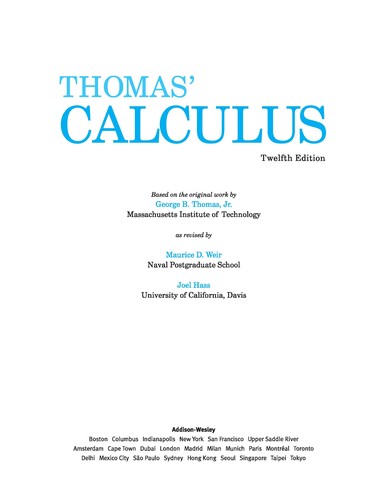 Cover for Thomas' calculus