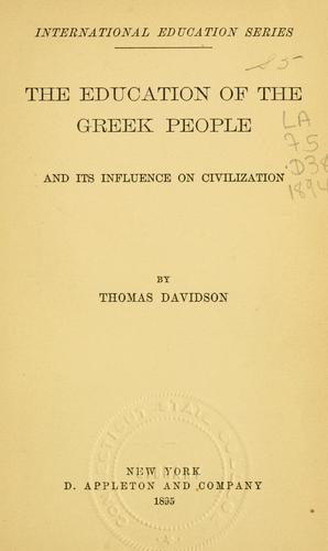 Cover for The education of the Greek people and its influence on civilization