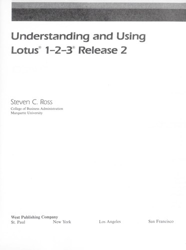 Cover for Understanding and using Lotus 1-2-3