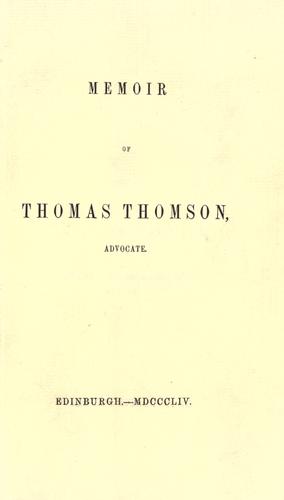 Cover for Memoir of Thomas Thomson, Advocate