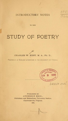 Cover for Introductory notes to the study of poetry