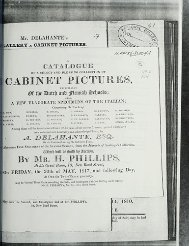 Cover for Cabinet pictures, principally of the Dutch and Flemish schools