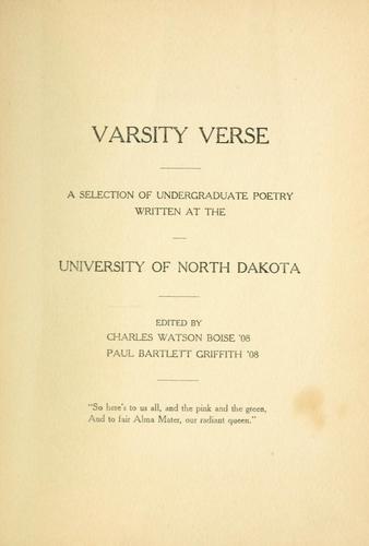 Cover for Varsity verse