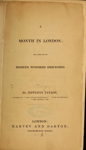 Cover for A  month in London, or, Some of its modern wonders described