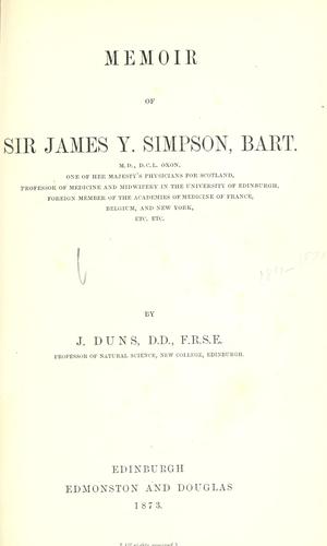 Cover for Memoir of Sir James Y. Simpson, bart.