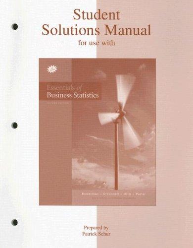 Cover for Student Solutions Manual to accompany Essentials of Business Statistics