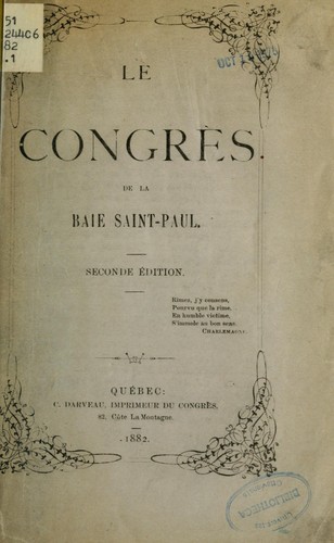 Cover for Le Congrès de la Baie Saint-Paul