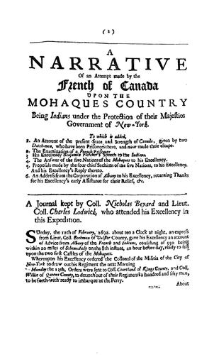 Cover for A narrative of an attempt made by the French of Canada upon the Mohaques̓ country