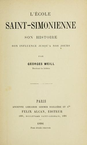Cover for L' école saint-simonienne