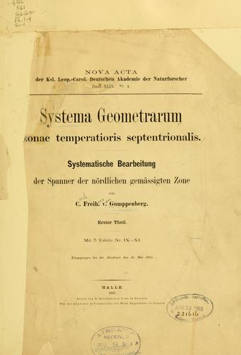 Cover for Systema Geometrarum zonae temperatioris septentrionalis =