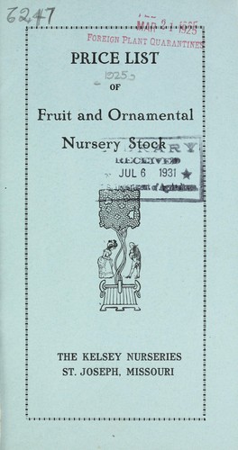 Cover for Price list of fruit and ornamental nursery stock
