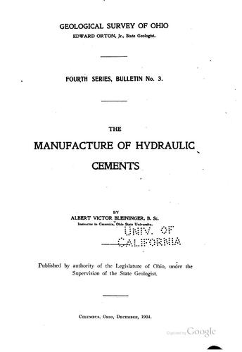 Cover for The Manufacture of Hydraulic Cements