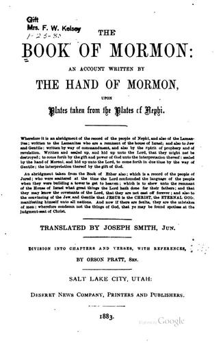 Cover for The book of Mormon