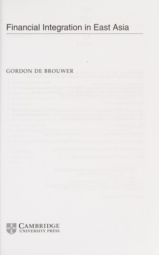 Cover for Financial Integration in East Asia