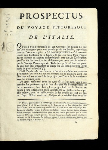 Cover for Prospectus du Voyage pittoresque de l'Italie