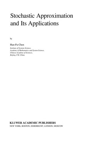 Cover for Stochastic approximation and its applications