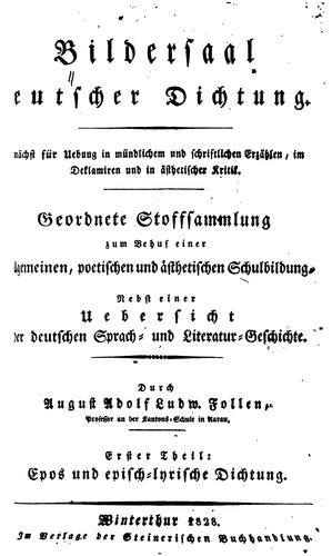 Cover for Bildersaal deutscher Dichtung: Zunächst für Uebung in mündlichem und schriftlichen erzählen, im ...