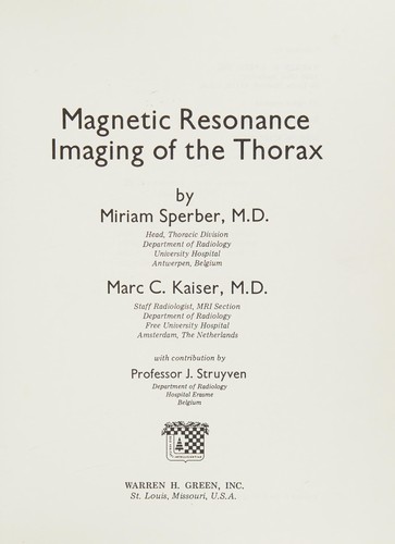 Cover for Magnetic resonance imaging of the thorax