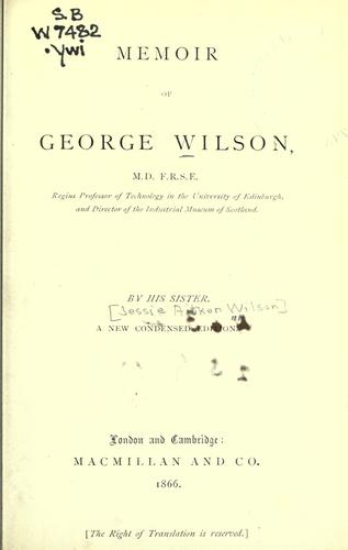 Cover for Memoir of George Wilson