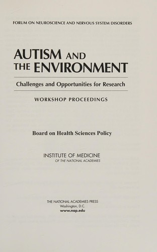Cover for Autism and the Environment