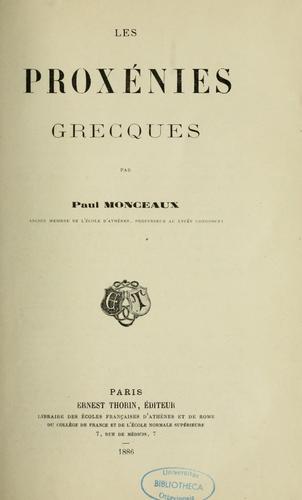 Cover for Les proxénies grecques