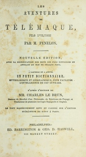 Cover for Les aventures de Telemaque
