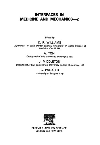 Cover for Interfaces in Medicine and Mechanics--2