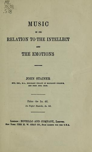 Cover for Music in its relation to the intellect and the emotions