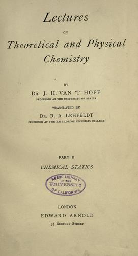 Cover for Lectures on theoretical and physical chemistry
