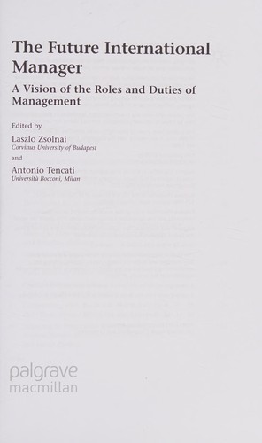Cover for The future international manager
